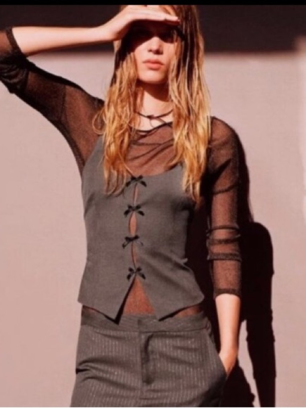 Zara Grey bow vest